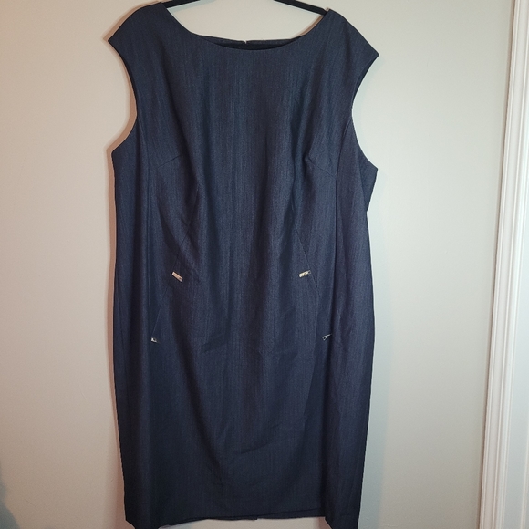Calvin Klein Dresses & Skirts - Calvin Klein Dark Denim Sleeveless Sheath Dress NWT